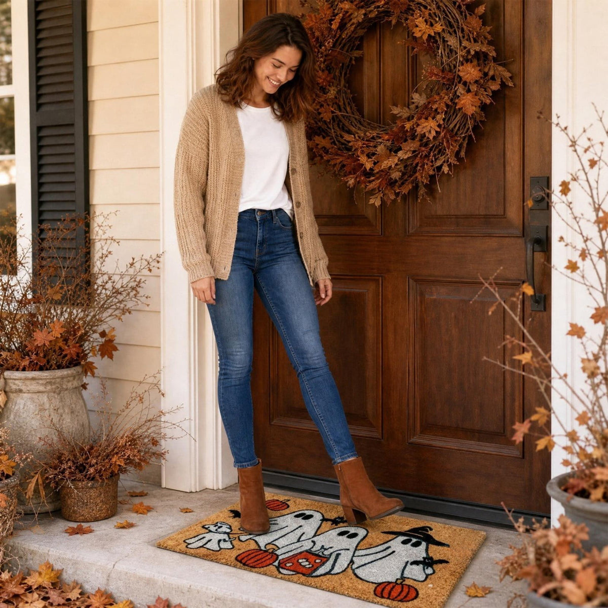 Halloween Door Mat Classic Print Skidproof Mat 15.75x23.62in Polyester Skidproof & Dirt Trapping for Front Door Porch Entryway by MPOISVA