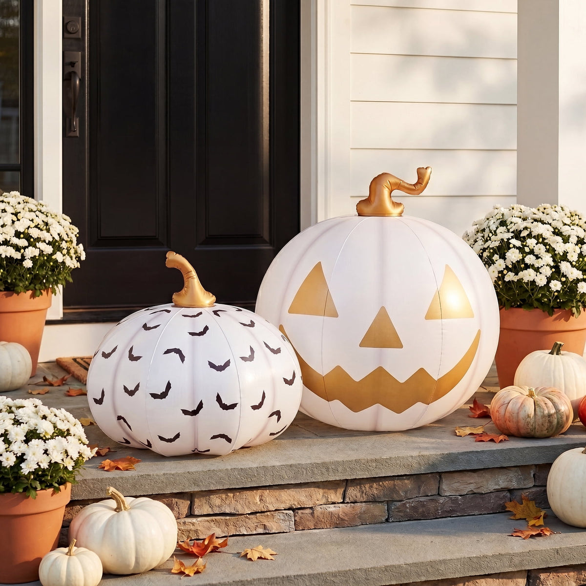 FUNBOY Inflatable Pumpkin Halloween Decorations Outdoor 2-Pack