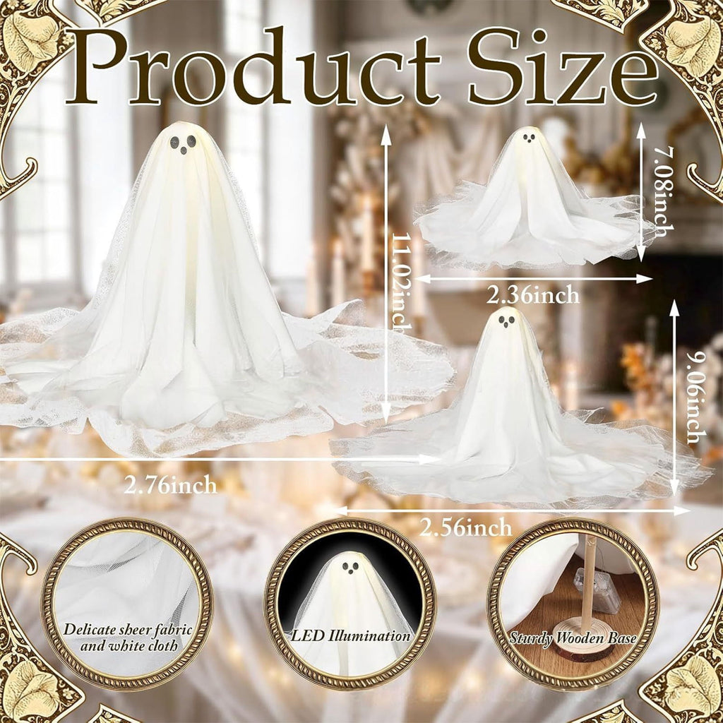 Lighted Halloween Ghost Candy Bowl, Cute LED Ghost Holding Pumpkin Candy Bucket for Trick or Treat, Outdoor Halloween Decorations for Front Porch, Indoor Yard Patio Halloween Decor