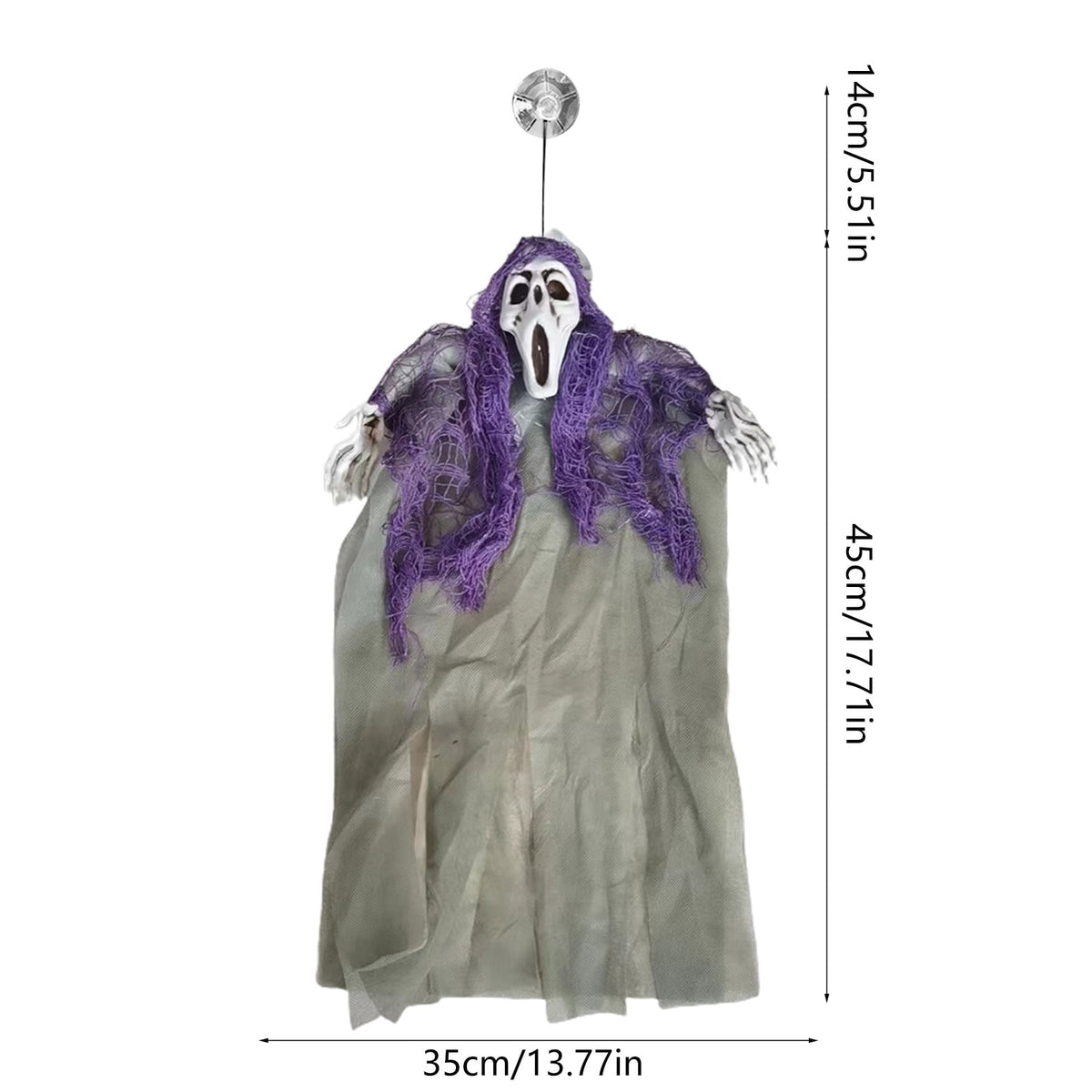 Wadada Halloween Hanging Grim Reapers, Halloween Skeleton Flying Ghosts for Halloween Outdoor Decoration, Haunted Haunted House Prop, Halloween Party Supplies Decor (17x13 Inch, With Suction Cups)
