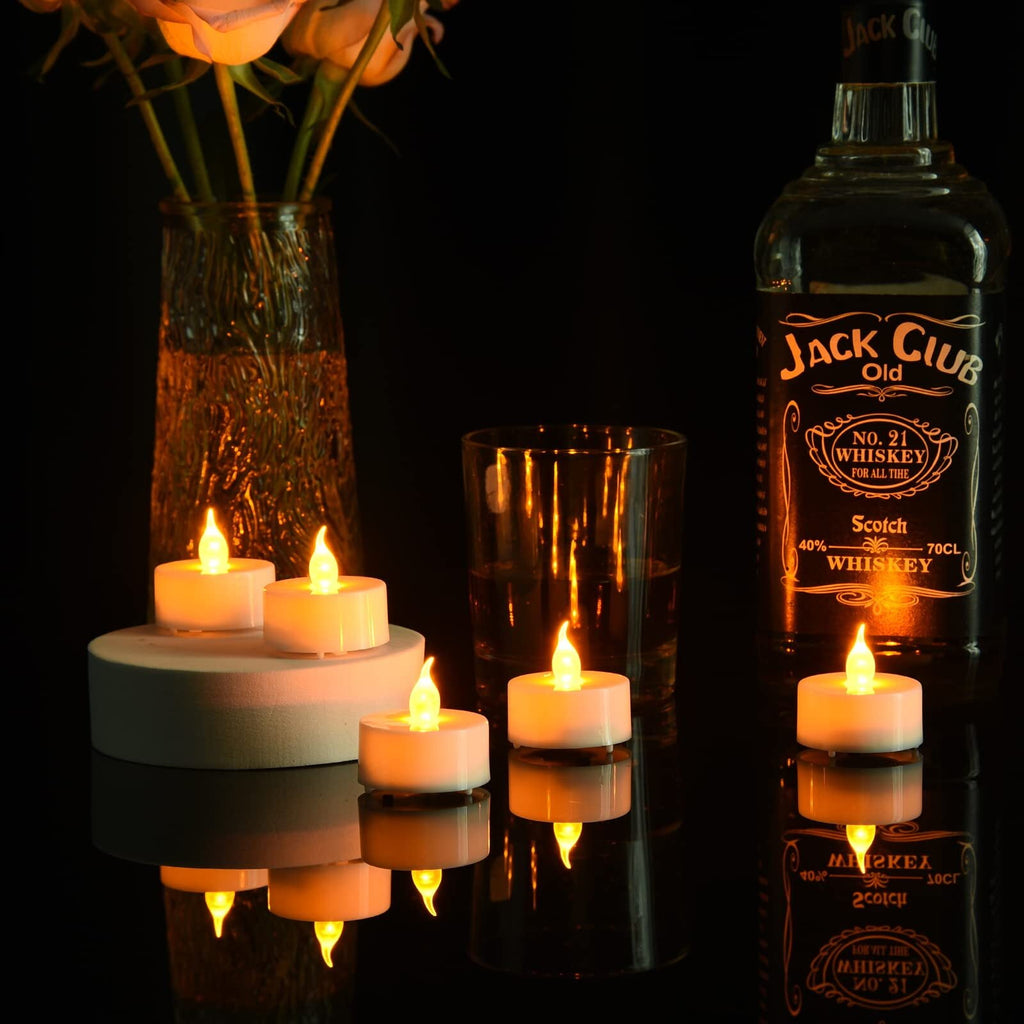 24PCS LED Tealight Candles with Remote Timer, Battery Operated Flameless Tea Light Candles, Fake Flickering Votive Candles for Home Centerpiece Table, Anniversary, Party, Halloween, Ramadan Decor