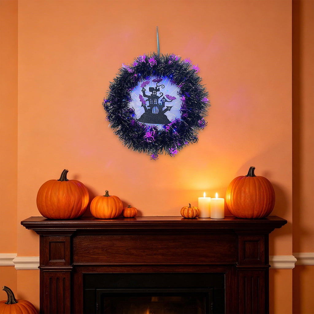 Hotyverty Halloween Wreath for Front Door, 13.77 Inch, Skull With Black Bow Wreath Halloween Decorations For Covered Outdoor Door & Farmhouse Gothic Home Ornament