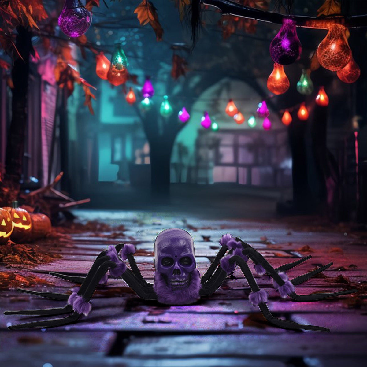 MMJ Halloween Decorations Electric Crawling Spider Voice Activated Light Up Animated Horror Prop 25.6in