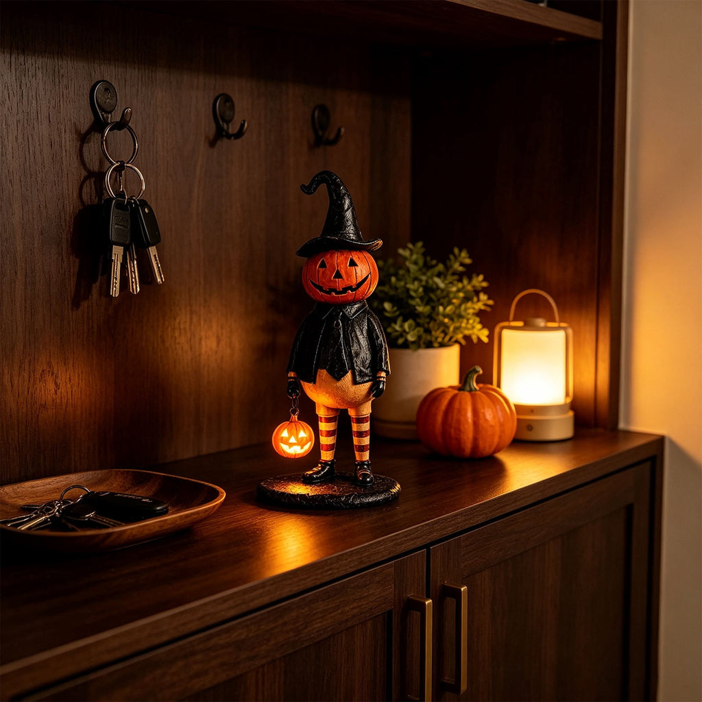 Lighted Halloween Ghost Candy Bowl, Cute LED Ghost Holding Pumpkin Candy Bucket for Trick or Treat, Outdoor Halloween Decorations for Front Porch, Indoor Yard Patio Halloween Decor