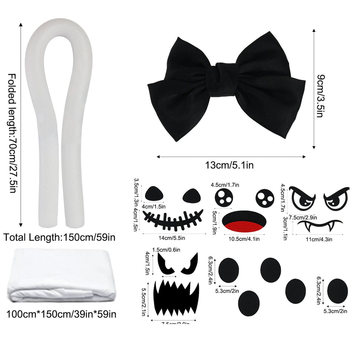 Tumao Halloween Decorations Outdoor, Light Up Spooky Ghosts Decoration, Cute Halloween Decorations Indoor, DIY Ghost Kit Decor with Emoji Stickers Witch Hat for Party, Yards, Porch, Gardens