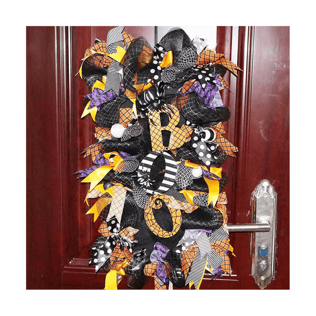 Halloween Swag Wreath Fall Wreath, Halloween Swag Wreath for Front Door, Halloween Spider, Mesh and Ribbons Swag Wreath