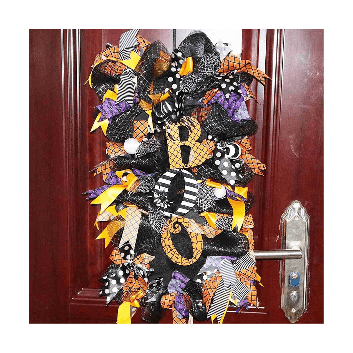 Halloween Swag Wreath Fall Wreath, Halloween Swag Wreath for Front Door, Halloween Spider, Mesh and Ribbons Swag Wreath