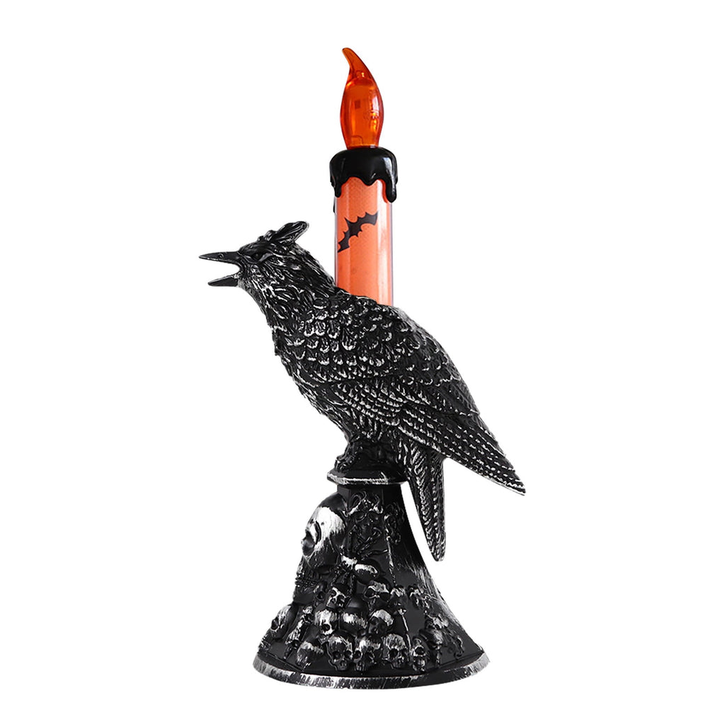 Gothic Mysterious Raven Lamp Light Sculpture, Resin Halloween Moonlight Luminous Crow Bird Led for Home Decor Gift, Bedroom Bedside, Living Room