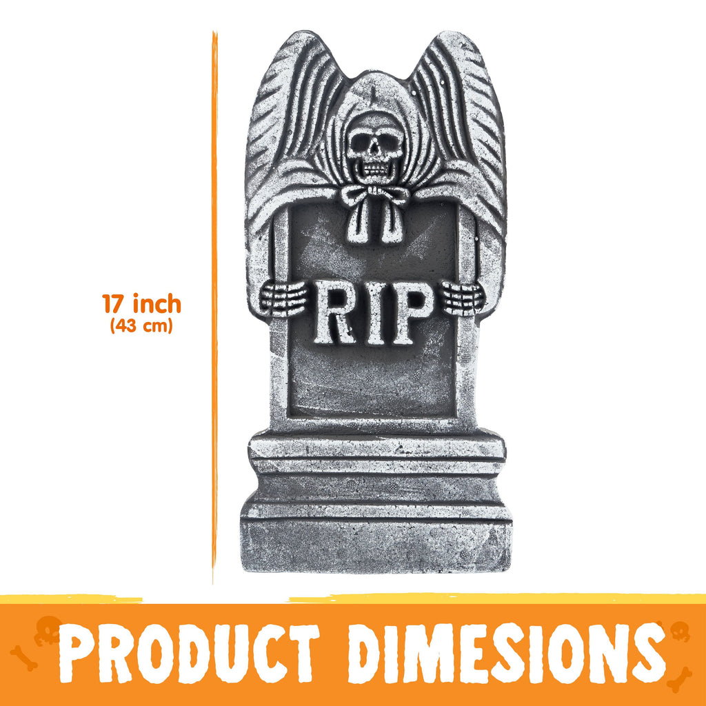 Joyfy 5 Pack Halloween Tombstone Outdoor Decorations,17 Inch Foam RIP Cemetery Headstone Decoration and 12 Halloween Yard Lawn Decoration Metal Stakes