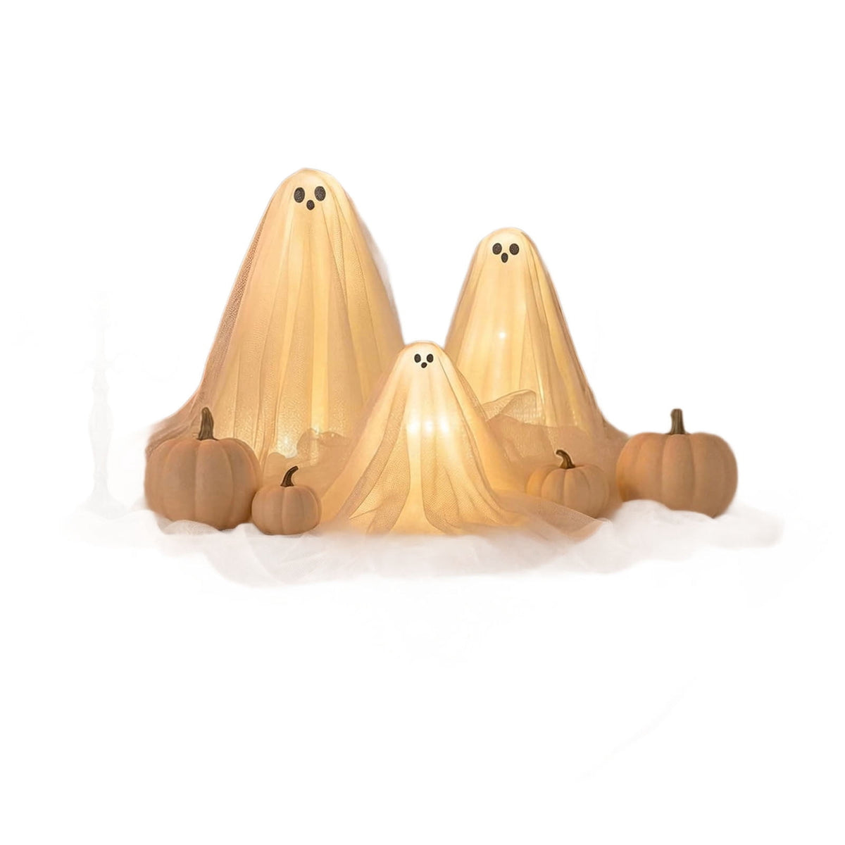Lighted Halloween Ghost Candy Bowl, Cute LED Ghost Holding Pumpkin Candy Bucket for Trick or Treat, Outdoor Halloween Decorations for Front Porch, Indoor Yard Patio Halloween Decor
