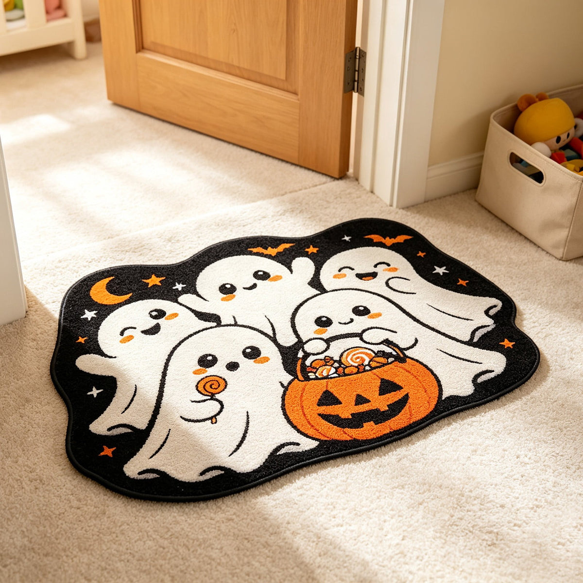 Halloween Kitchen Mat Halloween Printed Carpet Non-slip Entry Door Entry Mat Absorbent Bathroom Kitchen Entryway Mat 40*60cm