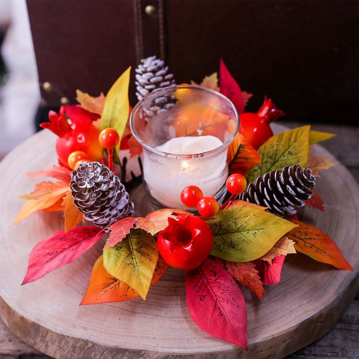 Small Fall Gradient Wreath for Front Door, Multicolor Artificial Autumn Wreaths Thanksgiving Decor for Home, Fall Halloween Decorations, Outdoor Indoor Farmhouse Wall Decor Year Round, E