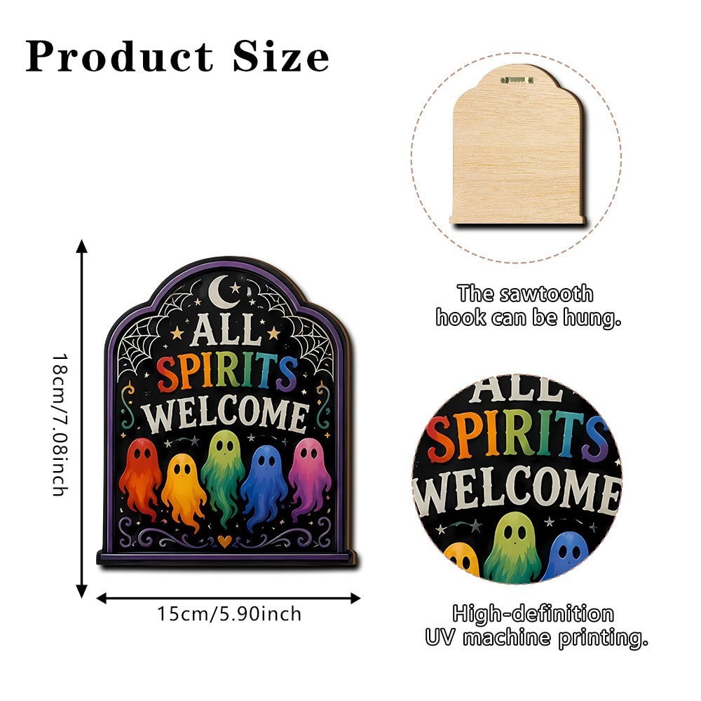 Halloween Ghost-Shaped Wall Sign, Festive Party Decoration, Playful Seasonal Accent, Lighthearted Tone and Exciting Atmosphere, for spooky Family Parties and festive Home Walls.