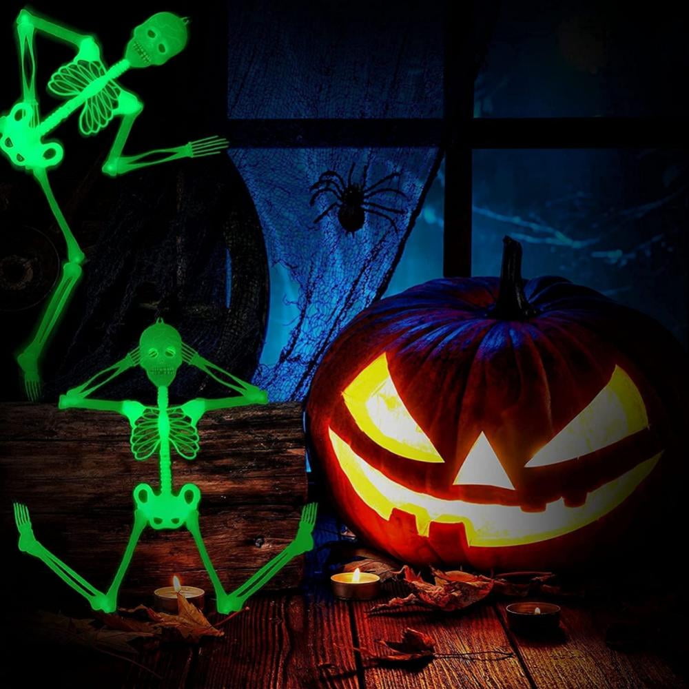 Halloween Hanging Luminous Skeleton Decorations, Full Body Glow-in-The-Dark Skeleton for Halloween Party Decorations Outdoor Yard Garden Hanging Ornaments Props