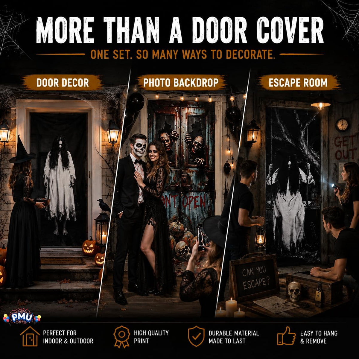 PMU Halloween Bathroom Door Cover, Halloween Decor, Door Decor