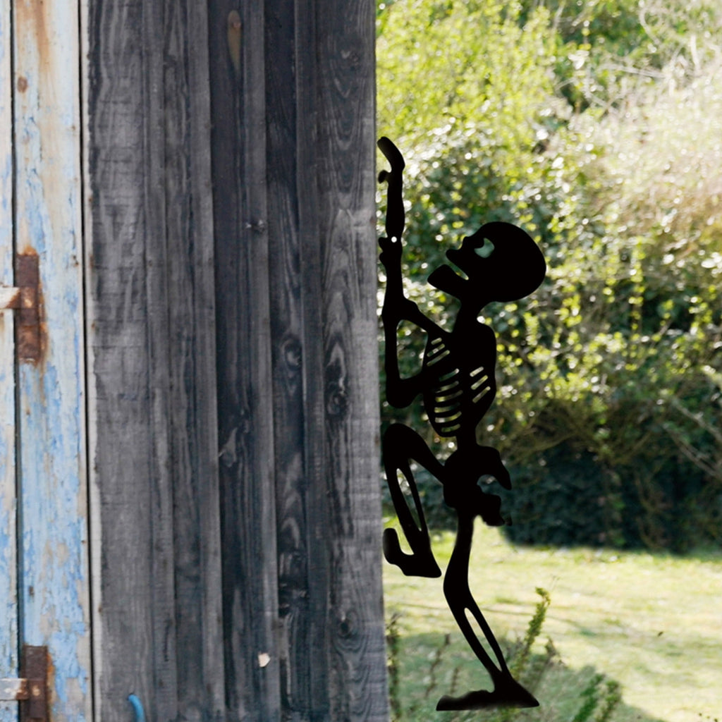 Halloween Metal Stakes Outdoor Decor Black Skeleton Silhouette Yard Decorations 14.57'' Spooky Skull Lawn Stakes for Halloween Garden Patio Pathway Autumn Decorative Stakes
