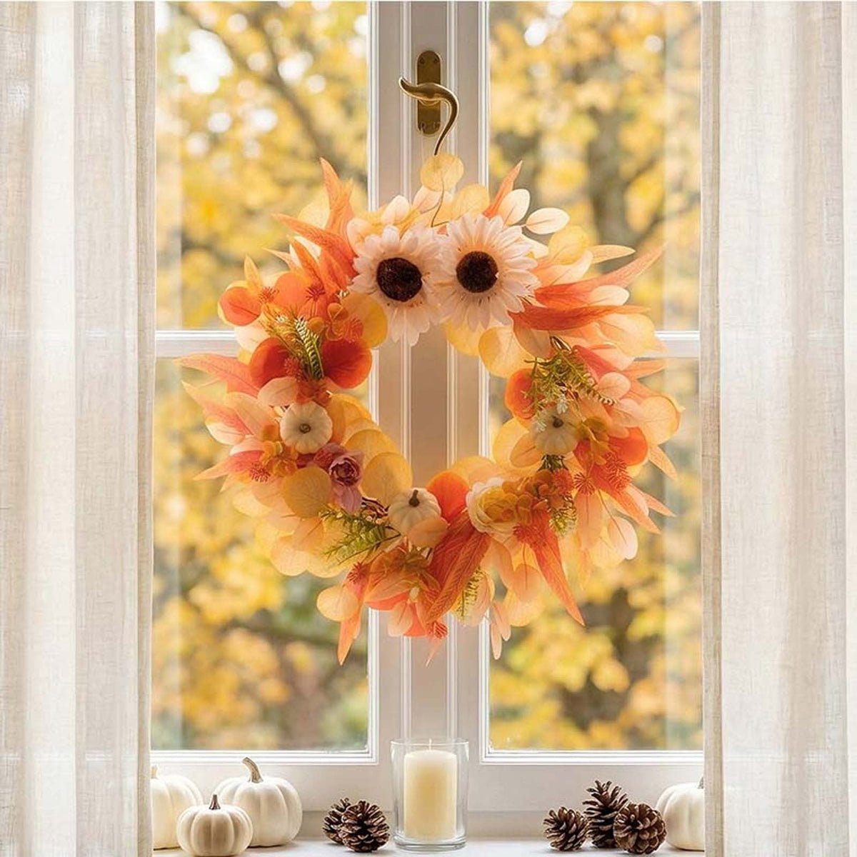 Rijanmt Decorative Plastic Easter Day Wreath, Multicolor
