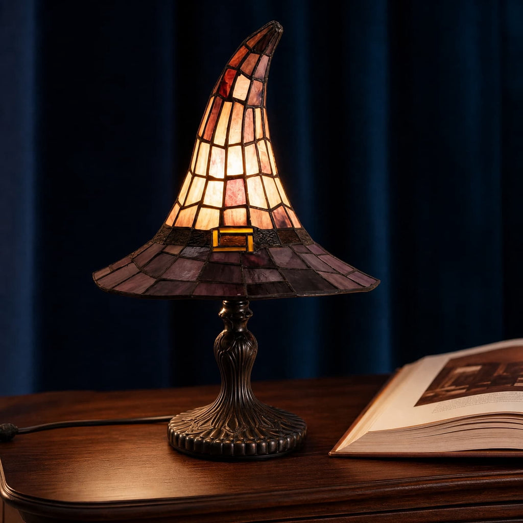 Clearance Witch Hat Lamp, Halloween Nigh Light Handcrafted Retro Resin Witch Hat Light, Usb Powered, Gothic Halloween Decorations for Bedroom