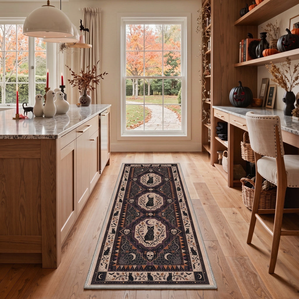 KUETH 3'x5' Halloween Machine Washable Area Rug, Non-Slip Rugs for Living Room, Bedroom and Dining Room, Orange