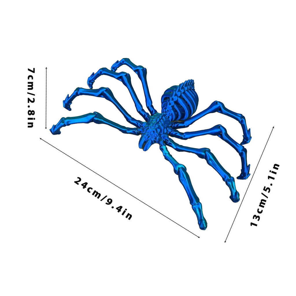 3D Printed Hell Skeleton Wolf Spider, Movable Contraction Spider Toy Ornament, Halloween Spider Decorations, Desktop 3D Printed Wolf Spider Toy for Halloween Decor