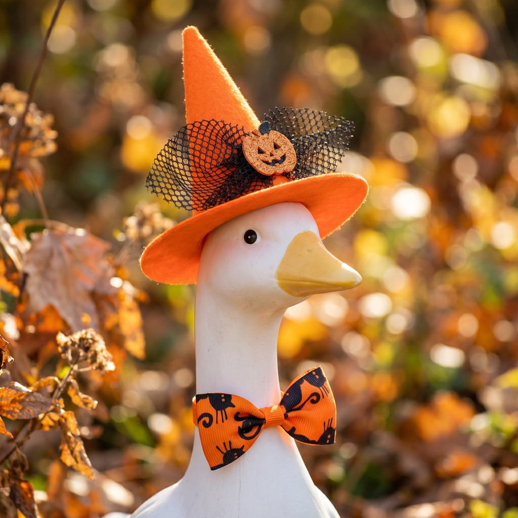 Halloween Garden Porch Decor, Porch Goose Outfits Halloween, 23 Inch Porch Goose Outfits, Witch Dress and Hat Set, Fits 23X11X26 Inch Standing Plush Goose for Front Porch Lawn