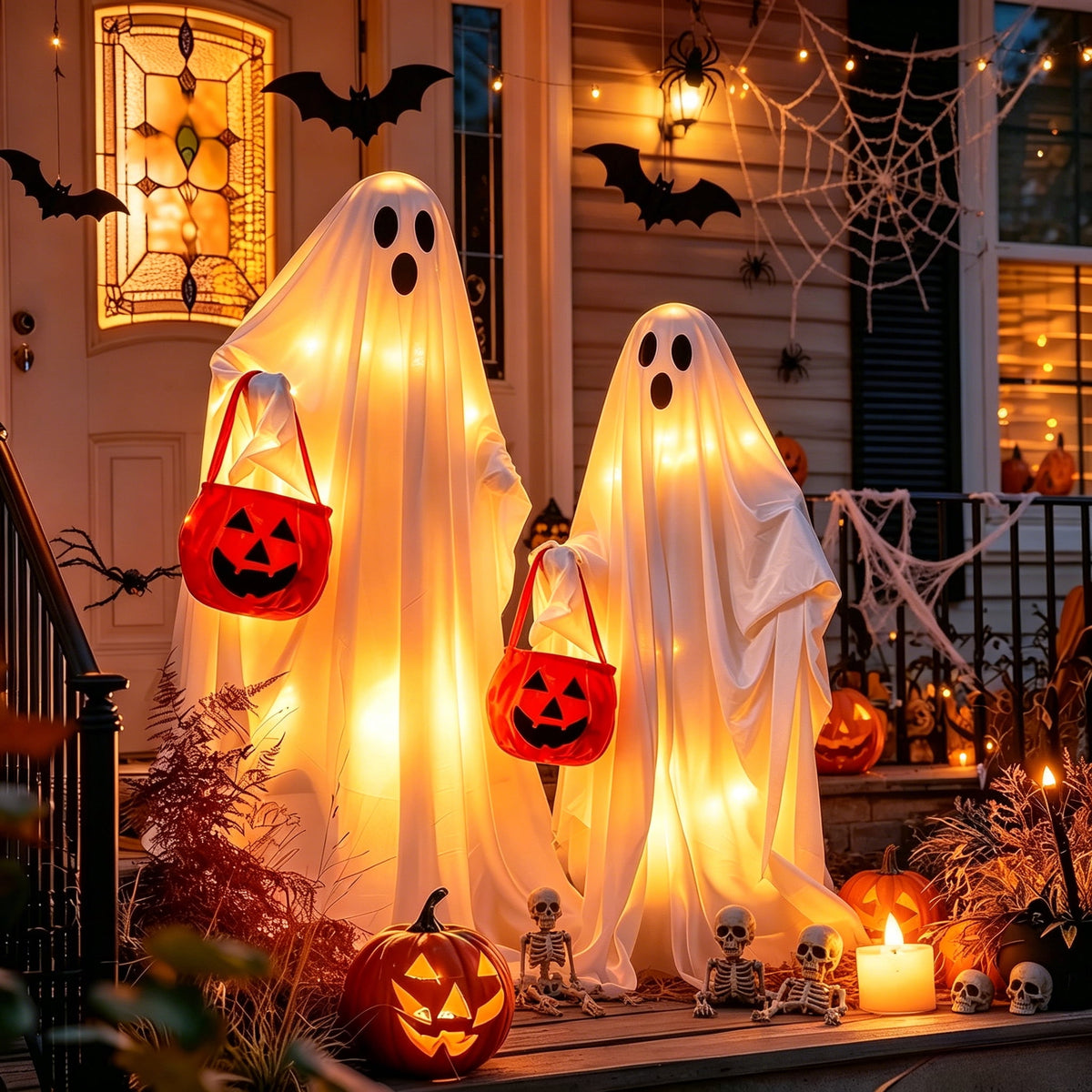 ANLTDTC Halloween Outdoor Ghost String Lights with Remote for Yard, Garden, Lawn, Porch