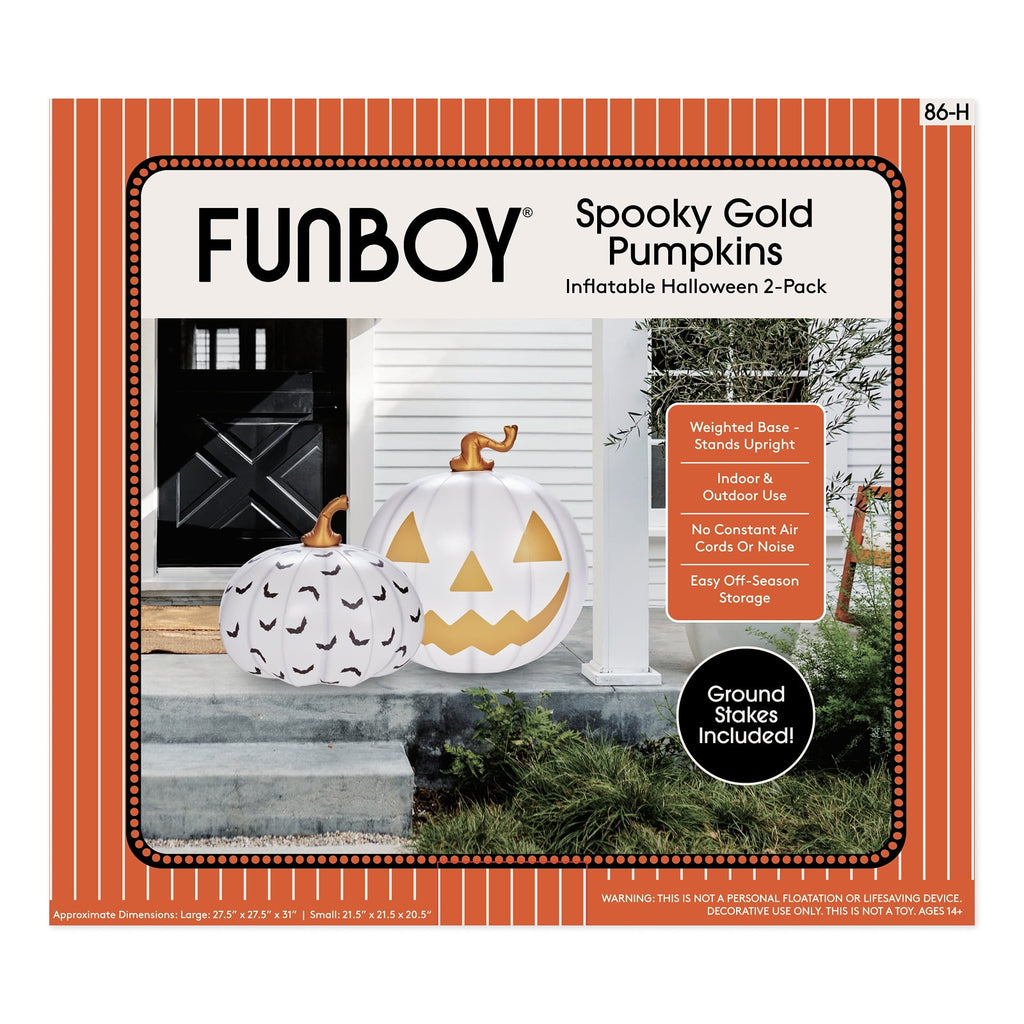 FUNBOY Inflatable Pumpkin Halloween Decorations Outdoor 2-Pack