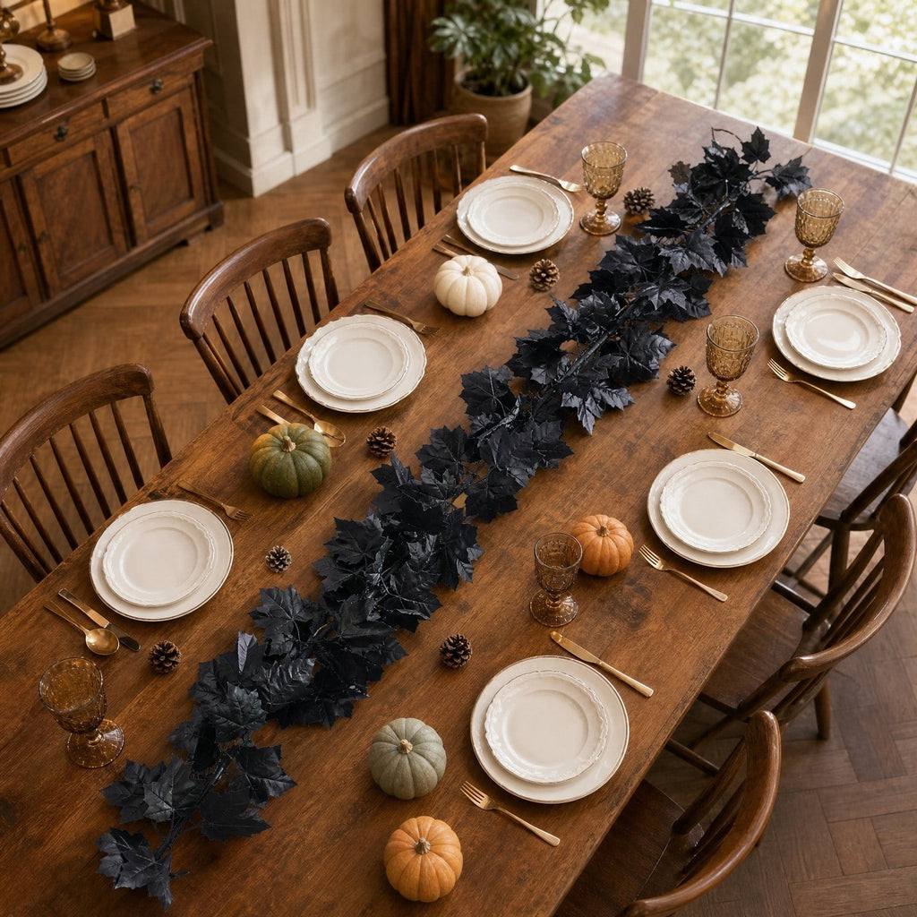 Chmadoxn 78.74" Halloween Thanksgiving Maple Leaf Garland with Mini Pumpkins & Berries, Artificial Fall Leaves Vine for Mantel Staircase Porch, Autumn Harvest Hanging Home Decor