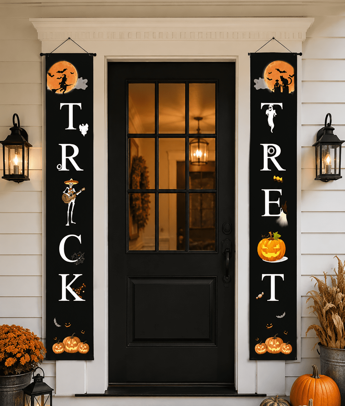 Halloween Decorations Outdoor Trick or Treat Halloween Porch Sign Banners Witch Decor