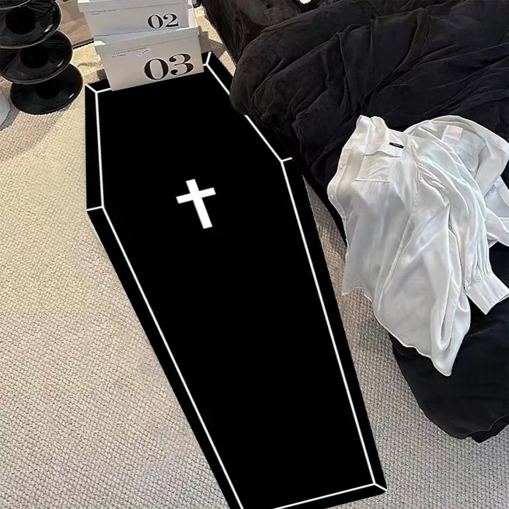 Hwkond Bath Rugs Halloween Decorations Gothic Rug Coffin Rug Black Carpet Super Absorbent Quick Dry Rubber Backing Washable Super Soft Non Slip Bathtub Carpet Plush Bedroom Mat(16x24in)