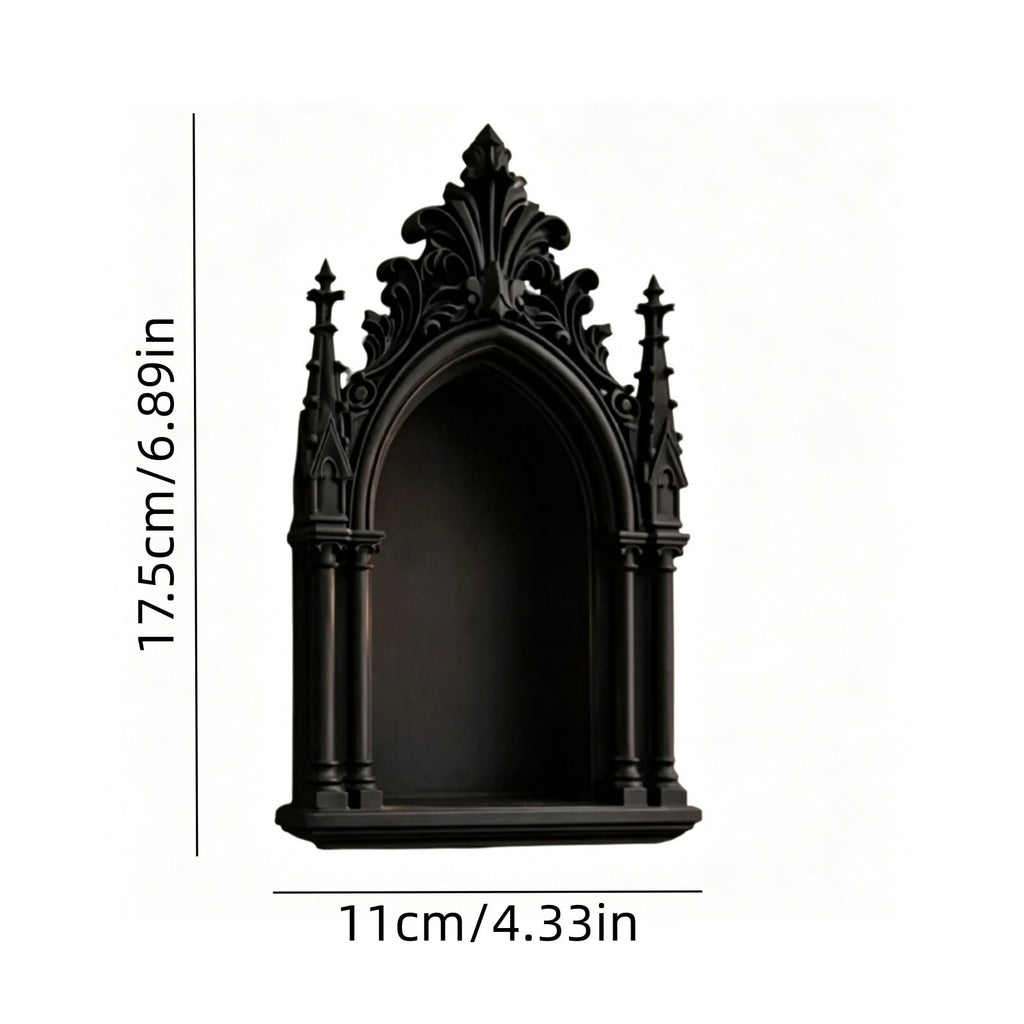 Gothic Wall Sconce,Medieval Candle Holder Black Arch Wall Decor Cathedral Style Hanging Accent For Bedroom Living Room Fireplace Entryway Halloween Theme Party Vintage Home Decoration Display