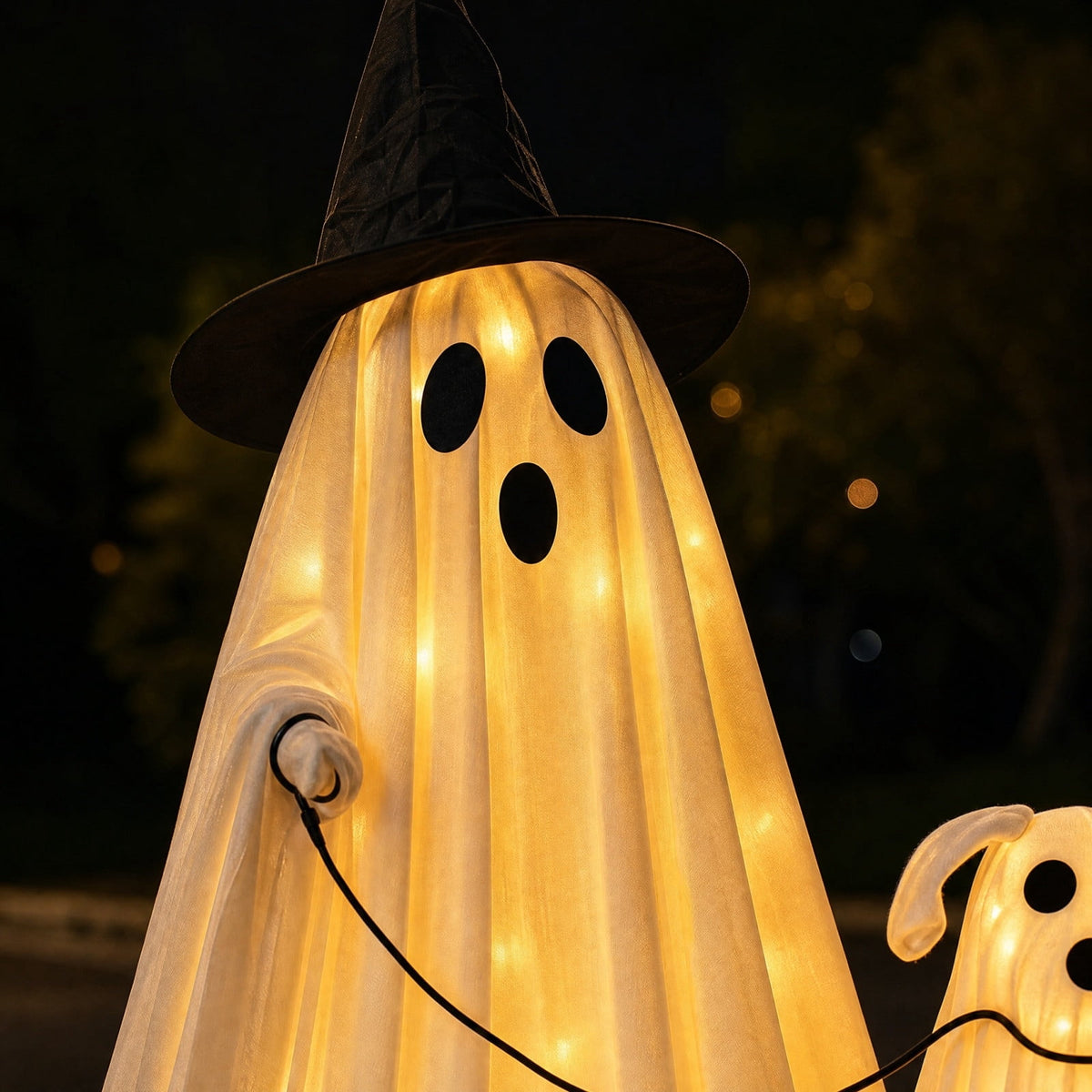 Lighted Halloween Ghost Candy Bowl, Cute LED Ghost Holding Pumpkin Candy Bucket for Trick or Treat, Outdoor Halloween Decorations for Front Porch, Indoor Yard Patio Halloween Decor