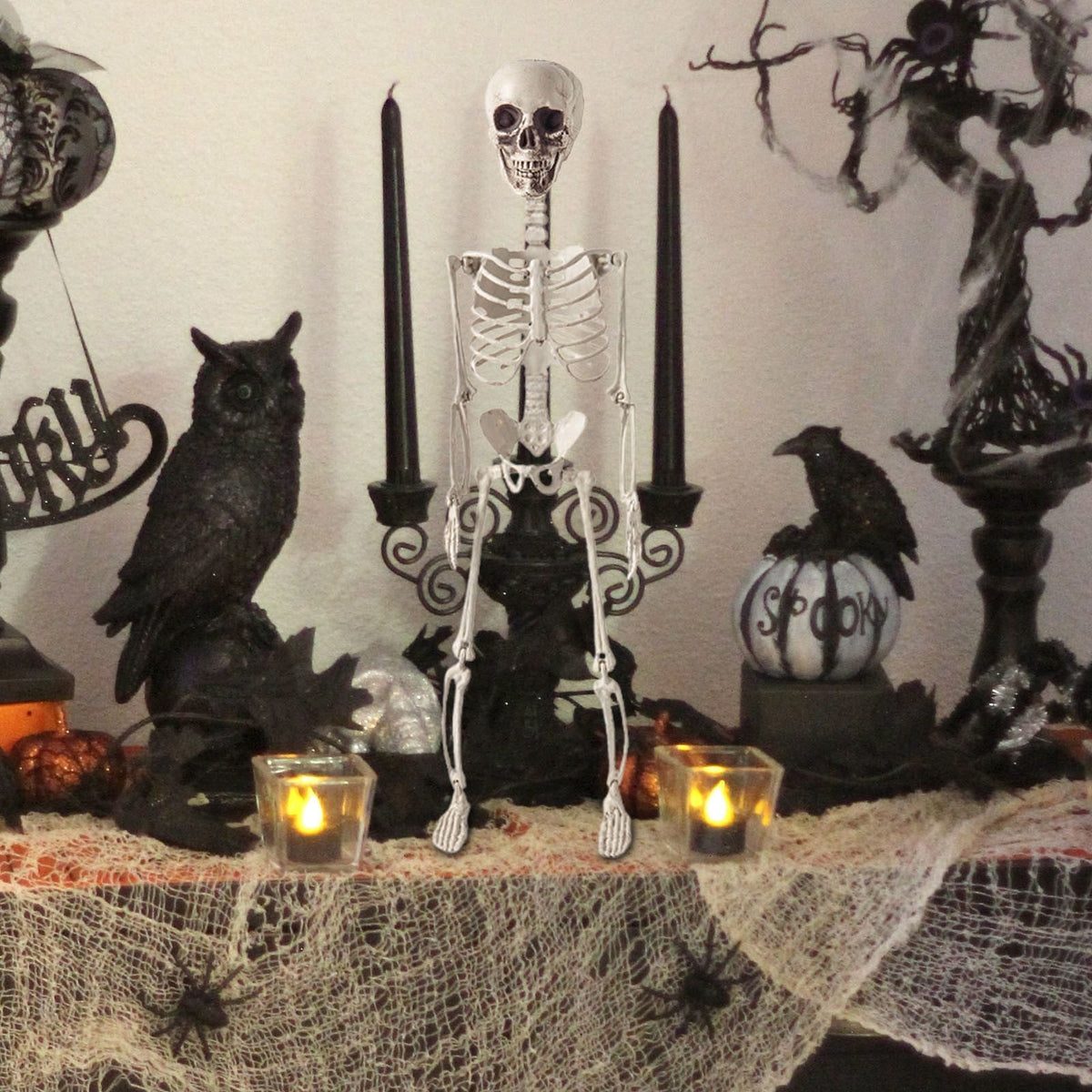 Fankiway Halloween Movable Skeleton Human Model Skull Full Body Mini Figure Toy , Decorations Skull Full Body Realistic Faux Human Skeleton Skull Decor