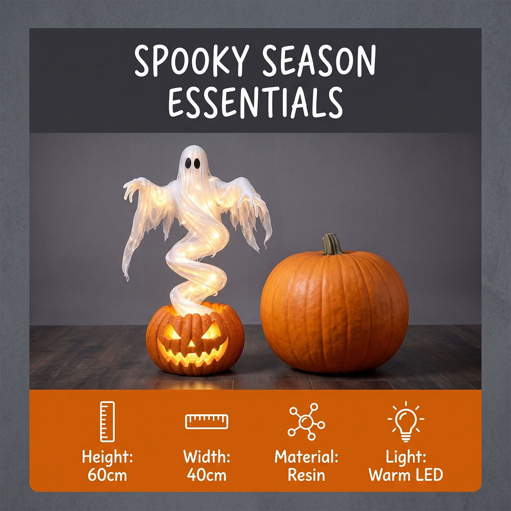 Light Up 2.1 Ft Ghost Walking Dog 2 Pcs, Halloween Ghost Decoration, Adjustable Standing Porch Yard Lawn Decor, Modern Farmhouse Halloween Yard Decor (A)