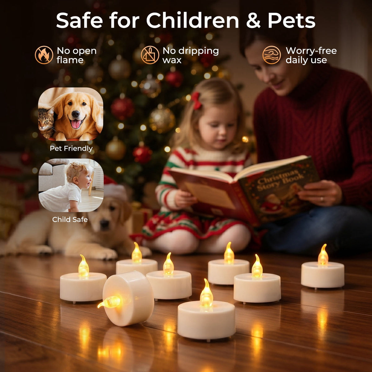 24PCS LED Tealight Candles with Remote Timer, Battery Operated Flameless Tea Light Candles, Fake Flickering Votive Candles for Home Centerpiece Table, Anniversary, Party, Halloween, Ramadan Decor