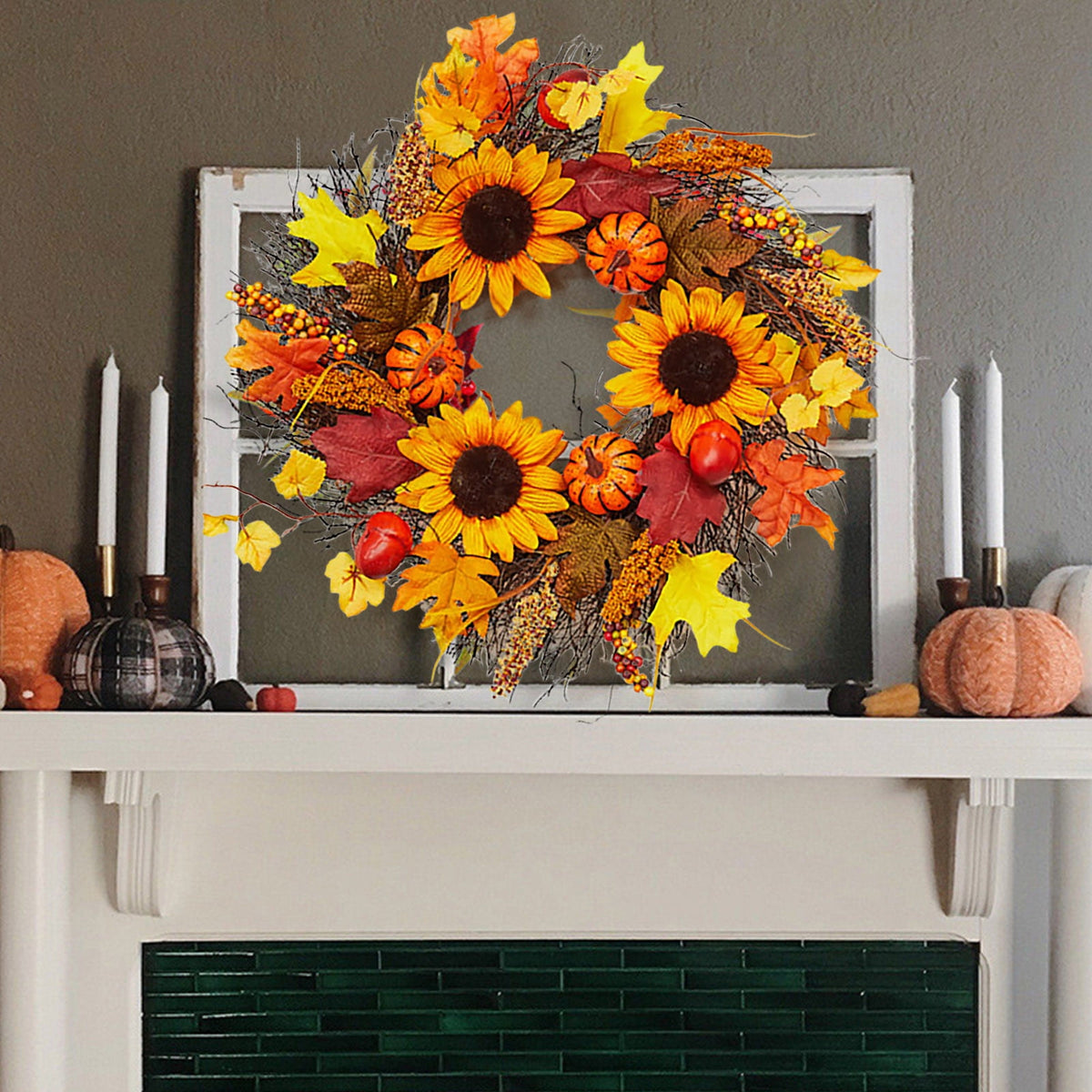 Fankiway Halloween Wreaths for front door, Halloween Black Flower Wreath Wall Door Hanging Festival Party Decor, Halloween Outdoor Wreath, Halloween Decorations