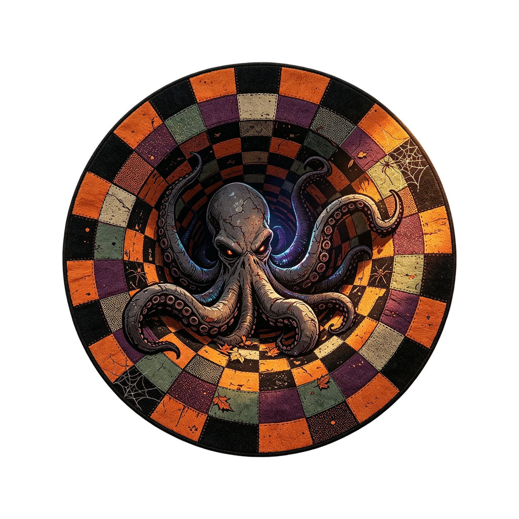 Win s Way 3D Illusion Round Halloween Rug Optical Illusion Doormat Non- Washable Entryway Decor Spooky Fall Front Door Mat for Party Decoration Available in 15.8/23.6/31.5 Inch