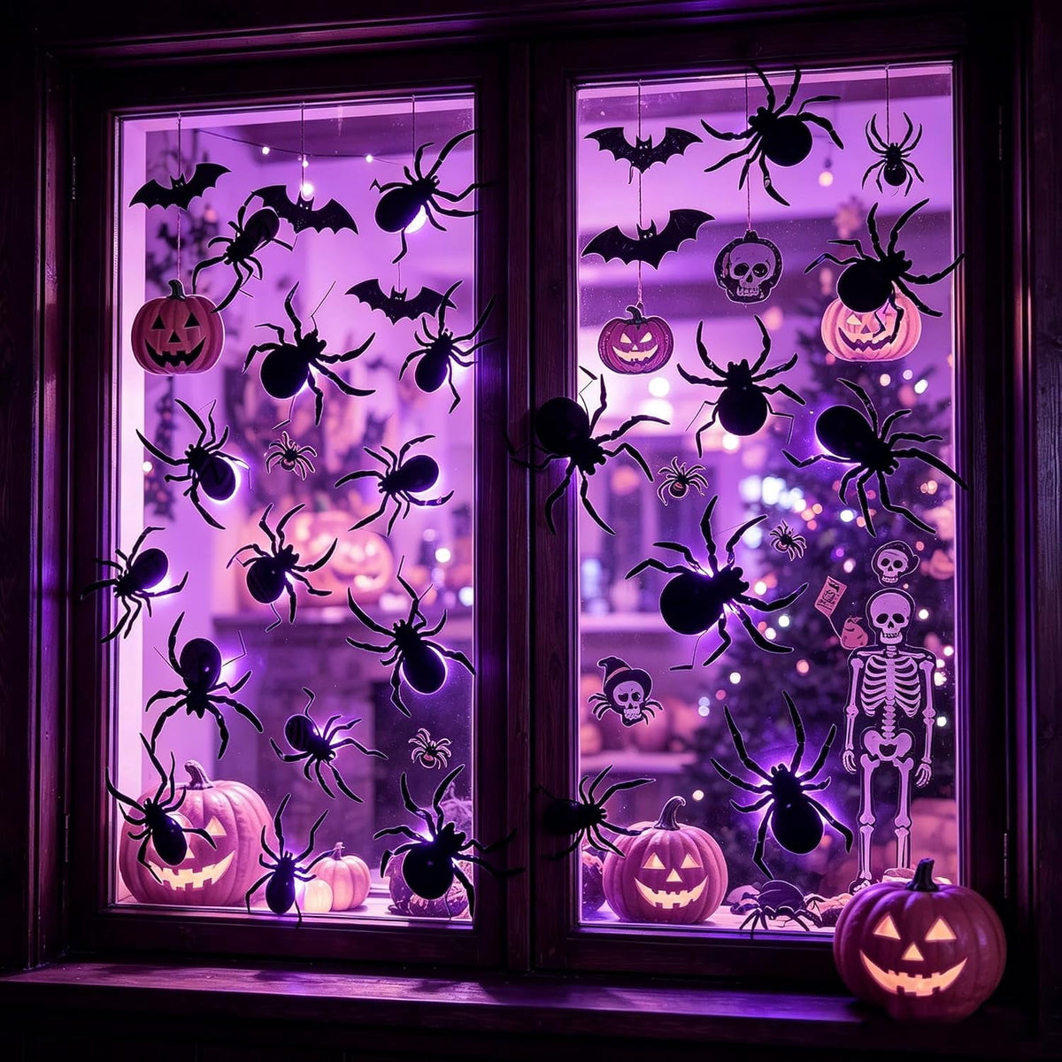 CQHVKQ 36 PCS Halloween Bats Decorations, Realistic 3D LED Bats Wall Stickers Decor, Assorted Size Removable Lighted PVC Bats DIY Wall Sticker for Halloween Party, Bedroom, Home, Indoor and Outdoor