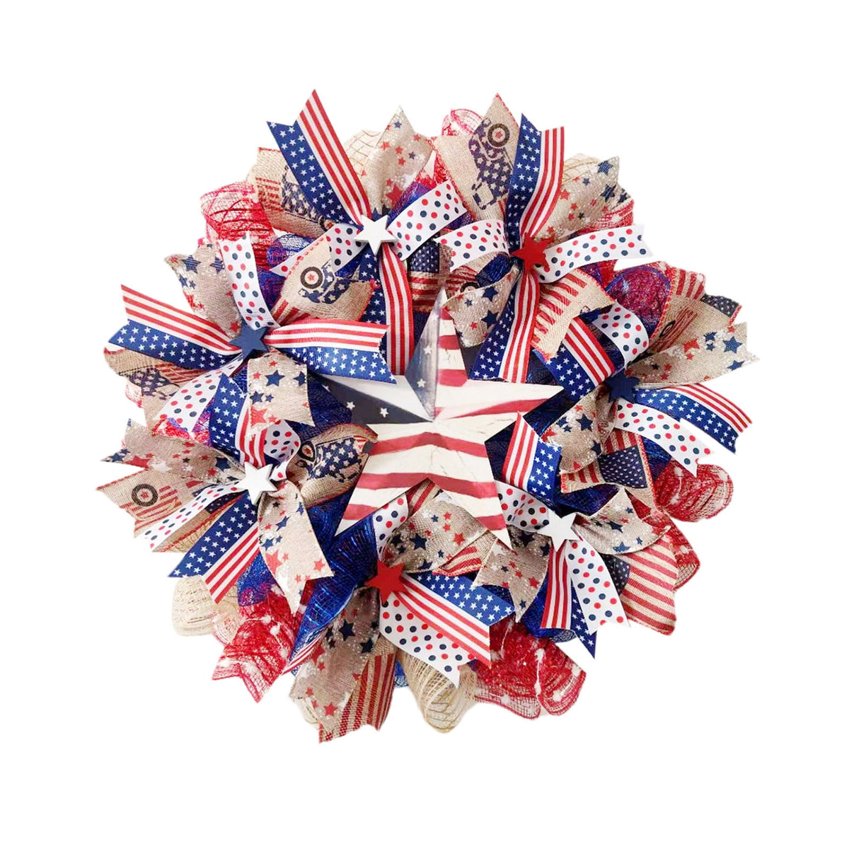 Nkmbld 4th of July Wreaths for Front Door, Independence Day Wreath Red White Blue Flower Wreath for Independence Day Memorial Day Flag Day Decor