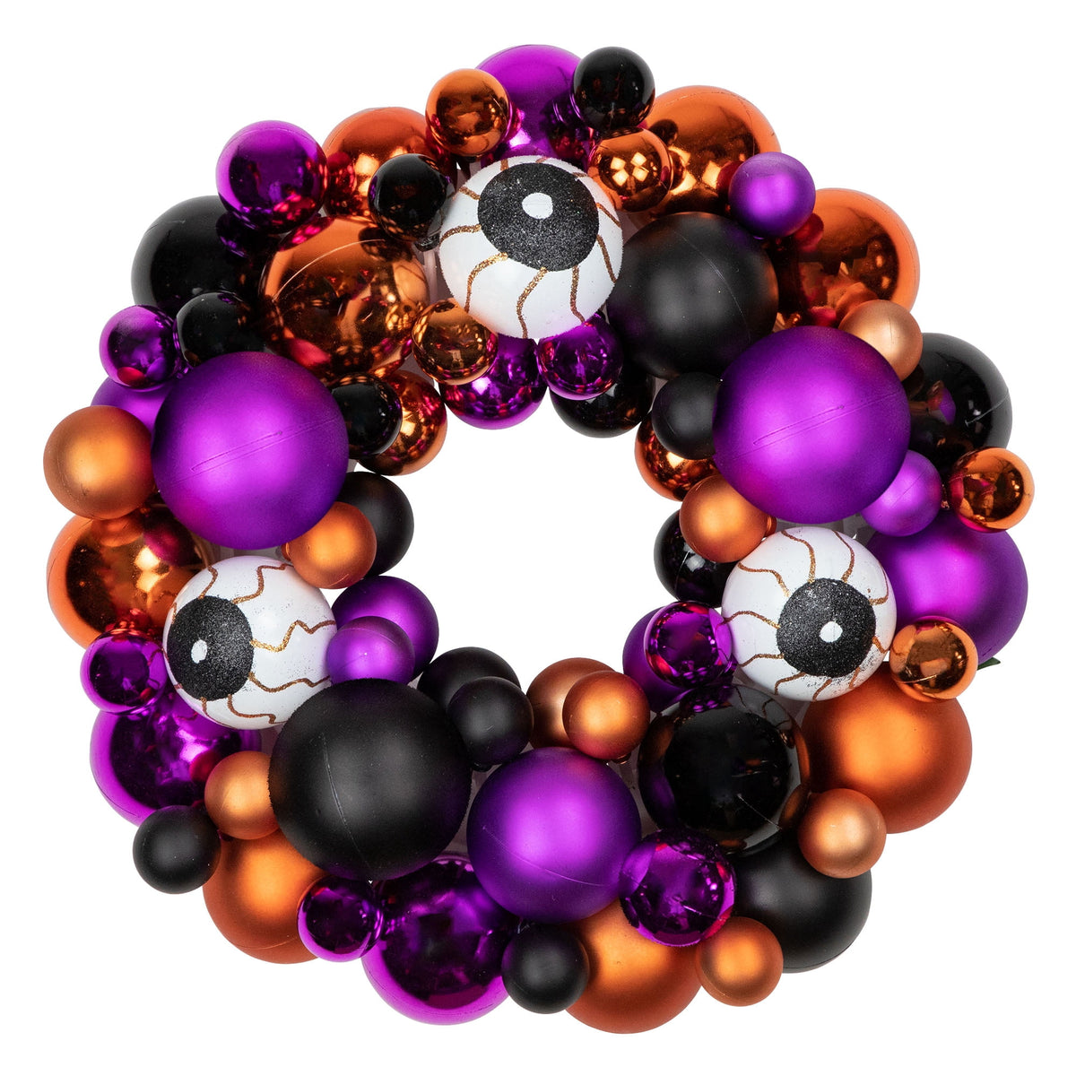 Northlight Eyeballs and Shatterproof Ornaments Small Halloween Wreath - 13" - Purple and Black -