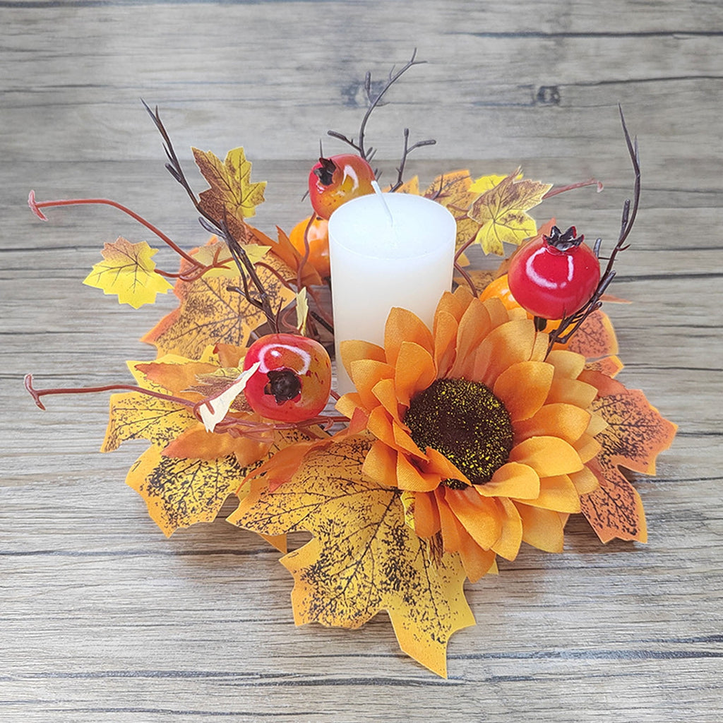 Small Fall Gradient Wreath for Front Door, Multicolor Artificial Autumn Wreaths Thanksgiving Decor for Home, Fall Halloween Decorations, Outdoor Indoor Farmhouse Wall Decor Year Round, E