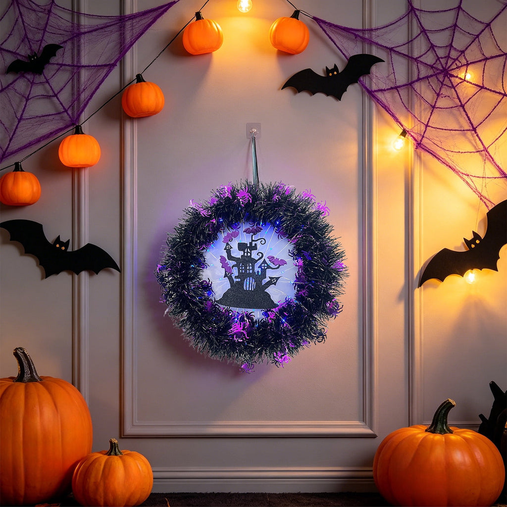 Hotyverty Halloween Wreath for Front Door, 13.77 Inch, Skull With Black Bow Wreath Halloween Decorations For Covered Outdoor Door & Farmhouse Gothic Home Ornament