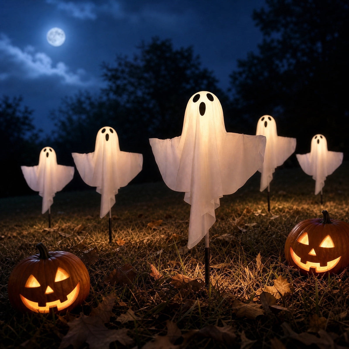 Clearance Halloween Solar Black Cat & Pumpkin Moon Garden Stake Light, Outdoor Waterproof LED Yard Decoration with Crescent Moon, Hanging Jack-o'-Lantern Lantern for Garden, Patio, Walkway, Porch