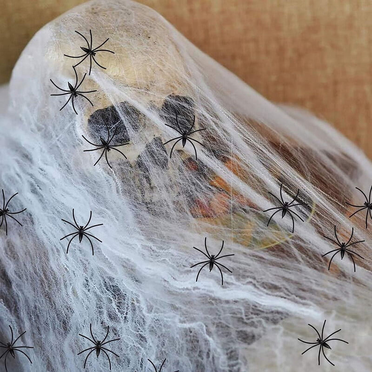 Cuteam Halloween Skull Decor Spooky Voice Activated Skeleton Skull Ornament with LED Red Eyes & Spider Haunted House Decorative Props Halloween Party Decoration for Indoor Outdoor