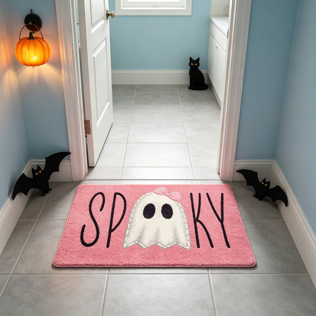 Halloween Pumpkin Doormat, Soft Non-Slip Indoor Outdoor Welcome Rug for Entryway Porch and Front Door