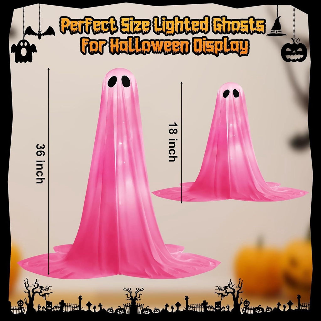 Inflatable Ghost Halloween Decoration, Cute LED Light Blow Up for Yard, Porch, Garden, Waterproof PVC, Perfect for Night Parties