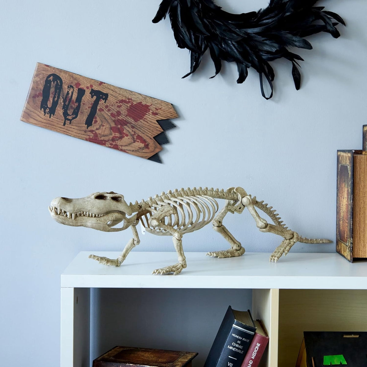 Joyfy 28" Crocodiles Skeleton Halloween Decorations with Posable Joints for Halloween Party Outdoor Indoor Decor