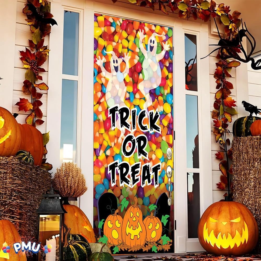 PMU Halloween Bathroom Door Cover, Halloween Decor, Door Decor