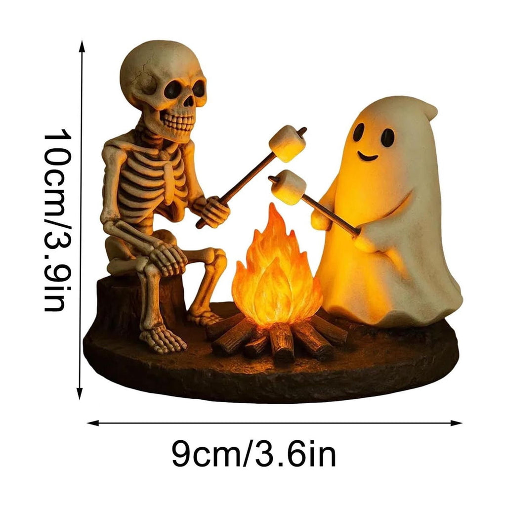 Gifts Under $20 Ghost Campfire Night Light, Flickering Flame Nightlight, Halloween 3D Cute Spooky Marshmallow Ghost Decoration for Bedroom, Spooky Season Home Halloween Decor for Ki*ds Adults