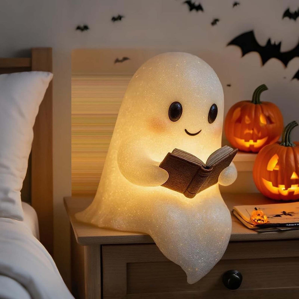 Halloween Ghost Night Light, Cute Ghost Playing The Guitar Lamp, Ghost Warm Lighted Figurine Lamps for Party Bedroom Study Room Home Dorm, Halloween Decor Indoor